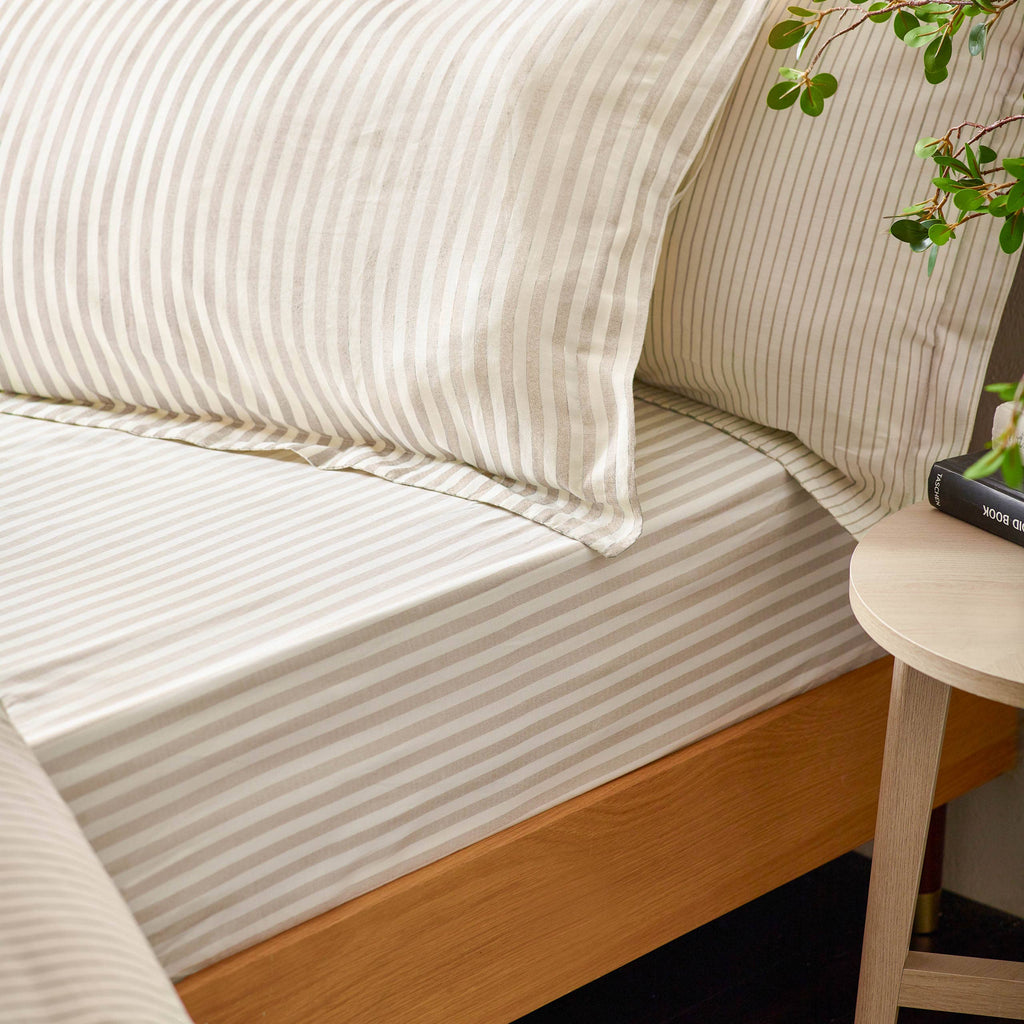 Hebden Stripe Cotton Pillowcase Pair - Natural - image 2