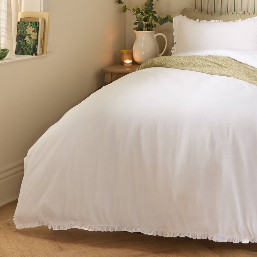 Tilly Ruffle Cotton Duvet Set - White - image 3