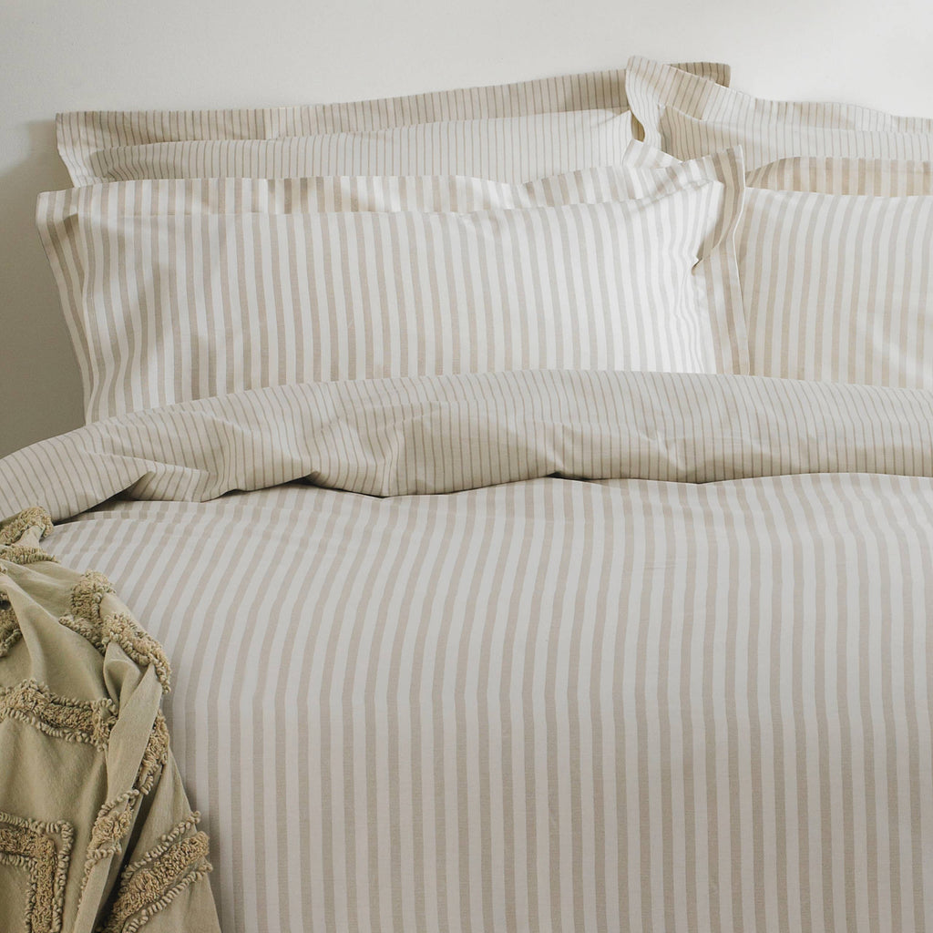 Hebden Stripe Cotton Duvet Set - Natural - image 2